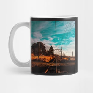 On the train tracks Mug